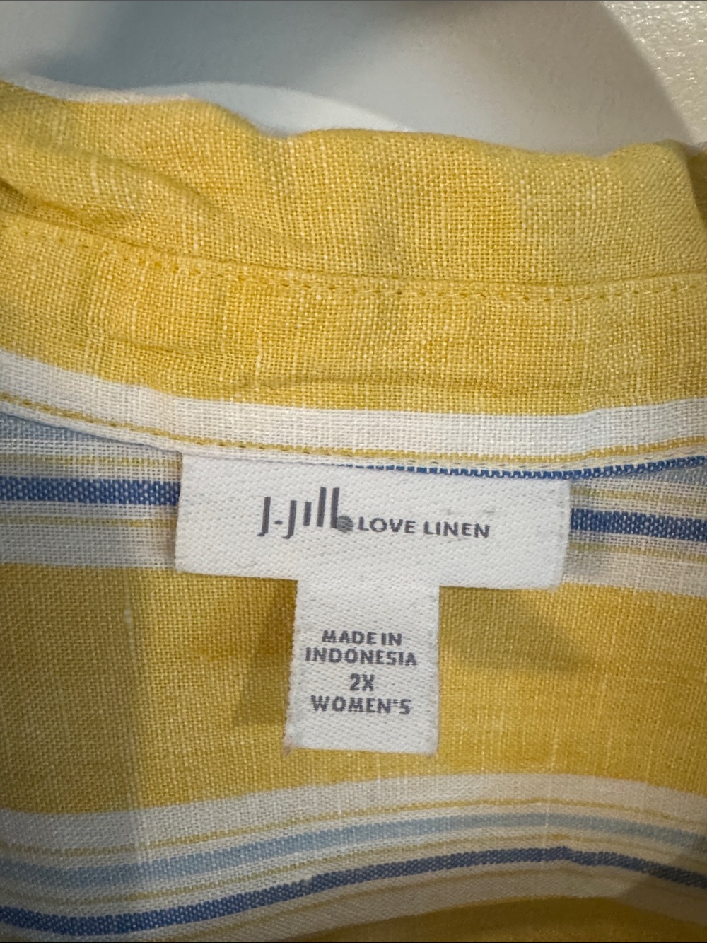 J. Jill Yellow, White and Blue Popover Shirt - Picture 2 of 4